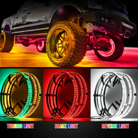 Nouvelles lampes LED RGB 12V 17 pouces pour jantes de voiture, étanches IP68, avec contrôle par application et télécommande RF portable, à flash automatique