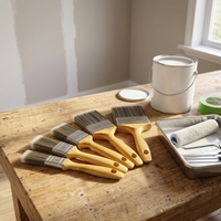 Ensemble de pinceaux à peinture personnalisés à manche en bambou pour la peinture murale - Vente chaude