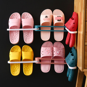 Creative foldable plastic 3-in-1 slipper rack, bathroom wall-mounted towel rack (no <b>drilling</b>, no installation required) - Product Image 1