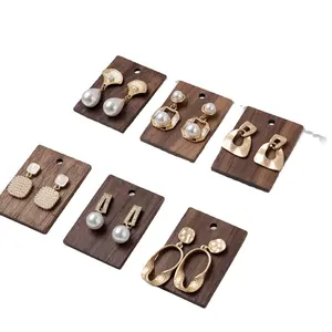 Wood Earring Display Cards 2 Holes Jewelry Holder Portable Earring Stands for Selling Retail Small Business Jewelry Display