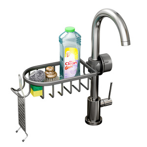 Kitchen Faucet <b>Storage</b> Rack Oval Aluminum <b>Sink</b> Drainer Basket Dishwasher Safe - Product Image 3