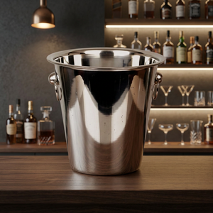 Cubo de Hielo de Acero Inoxidable con Asas para Fiestas de Vino en Hoteles, Bares y Restaurantes - Estilo Industrial Sostenible Personalizable - Product Image 3