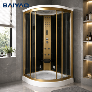 Bon marché Prix Doré <span class=keywords><strong>90x90</strong></span> Porte Coulissante Verre Transparent Salle De <span class=keywords><strong>Douche</strong></span> De Massage Cabines À Vapeur avec Cadre Brossé pour La Maison - Product Image 5