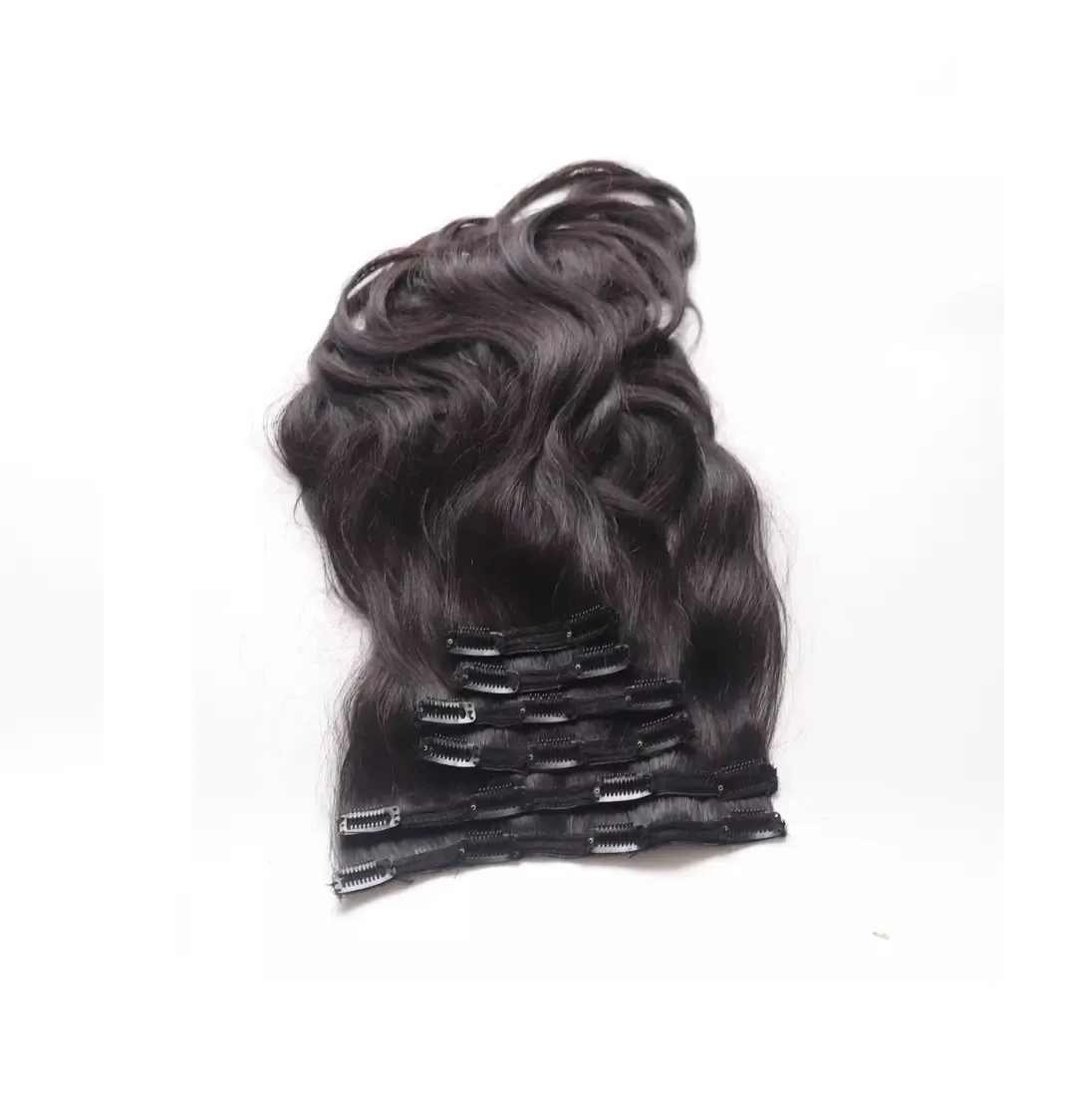 Top grosir 100% mentah Remy Vietnam Virgin ekstensi rambut manusia bundel mentah alami klip dalam rambut 8 sampai 40 inci