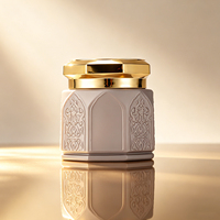 Pot cosmétique en verre doré gaufré, emballage hexagonal haut de gamme avec impression de logo personnalisée, vente chaude au Moyen-Orient