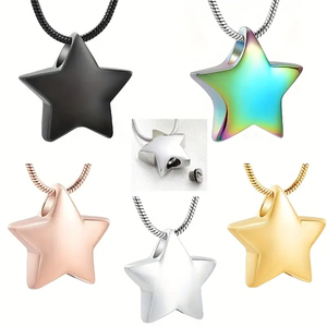 Kalung kremasi bintang baja tahan karat tempat abu liontin guci peringatan perhiasan untuk pria wanita - Product Image 1