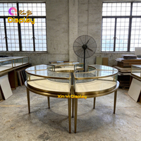 Vitrine de Luxe Combinée pour Bijoux, Comptoir en Verre Courbé, Mobilier Intérieur pour Magasin de Bijoux, Présentoir LED pour Centre Commercial