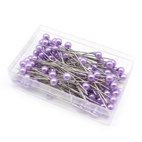 100pcs Peniti Mutiara Berlapis Nikel dalam Kotak, Logam untuk DIY, Penempatan Pakaian, Peniti Manik-Manik Dekoratif Berwarna untuk Desain Kreatif