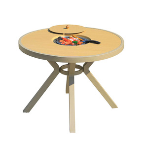 Outdoor Aluminum Alloy <b>BBQ</b> Table With Built In <b>Grill</b> For Garden Courtyard Patio Use Modern Design Weather Resistant - Product Image 1
