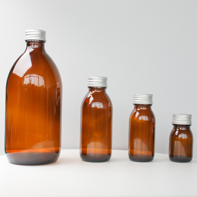 Empty 30ml 125ml 500ml Amber Brown Color Oral Liquid Bottle Glass Syrup Bottle with Lid