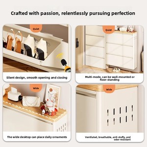 靴収納キャビネット3フリップ引き出し付き隠しスリム狭い靴ラックキャビネットウォールマウント金属靴キャビネット - Product Image 6