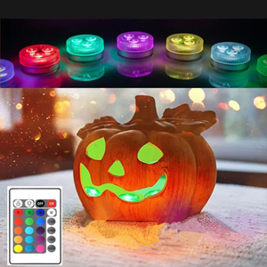 Mini LED luci di zucca <span class=keywords><strong>a</strong></span> <span class=keywords><strong>batteria</strong></span> sommergibile candela da tè con telecomando per la casa decorazioni di Halloween pilastro - Product Image 2