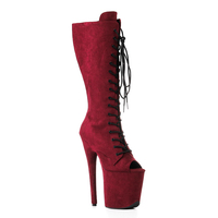 Bottes de pole dance professionnelles à plateforme haute de 20 cm, à bout ouvert, en daim, à lacets, chaussures de danseuse exotique pour spectacle sur scène