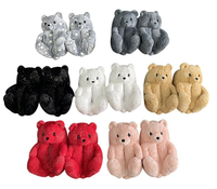 Chausson Ours en Peluche Arc-en-ciel d'Intérieur Extérieur OEM, Pantoufles Personnalisées pour Enfants, Femmes et Filles