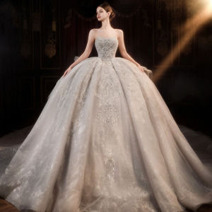 Jancember LSMX191 Boho Strapless Sweetheart Empire Bow Vestidos de novia para niñas - Product Image 1