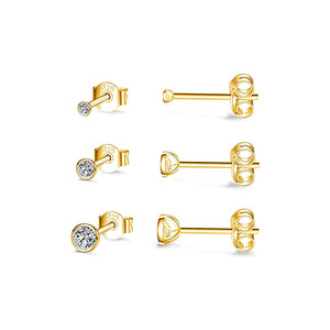 S925 Sterling <b>Silver</b> <b>Stud</b> Earrings European and American Fashion Simple Earrings 3 Sets of Diamond Set Mini <b>Stud</b> Earrings - Product Image 6