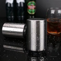 Ouvre-bouteille magnétique en métal, automatique, Push-up, personnalisé, ouvre-bouteille de bière rond en acier inoxydable avec aimant
