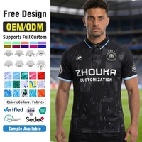 Camiseta de Fútbol Polo con Cuello Sublimado Personalizada OEM, 150g Poliéster Transpirable, Uniforme Deportivo con Botones para Equipo de Fútbol