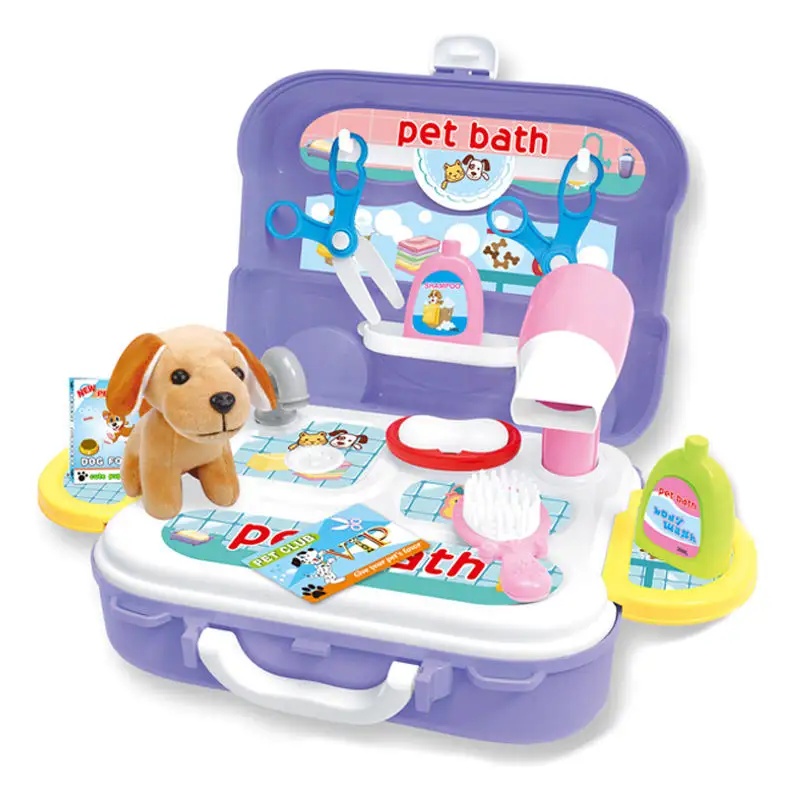 Penjualan laris tas punggung portabel 2 In1 mainan edukasi hewan peliharaan Set Anak indah pura-pura mainan perawatan hewan peliharaan