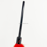 Pinceau éventail en plumes de marabout rouges douces à marque privée, pour poudre d'empreintes digitales, avec conteneur en plastique transparent, pour lèvres, correcteur et crayon à lèvres