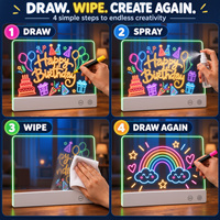Tableau de messages LED acrylique à 5 niveaux de luminosité avec support lumineux, tableau d'écriture effaçable pour enfants, cadeau créatif, achat en gros B2B