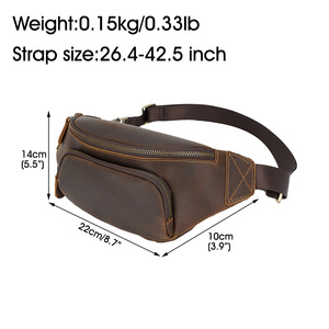 Livraison Gratuite <span class=keywords><strong>Maroquinerie</strong></span> Homme Marron Vintage En Cuir de Cheval Fou Sac <span class=keywords><strong>Banane</strong></span> Sac de Taille Pour Hommes Personnalisé - Product Image 2