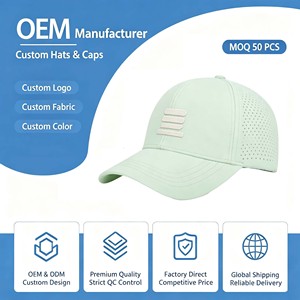 Custom Logo 5-Panel Performance Golf Hat Laser Cut Holes <b>Waterproof</b> Quick Dry Sports <b>Cap</b> with Inner Seam Tape Woven Tag - Product Image 1