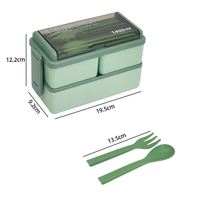 Boîte à lunch en plastique à double couche de grande capacité de 1400 ml avec couverts, pour le bureau, l'école, le petit-déjeuner, le pique-nique, portable