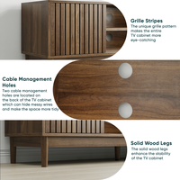 Meuble TV moderne du milieu du siècle pour téléviseurs de 55/65 pouces, centre de divertissement avec rangement, console multimédia pour salon et chambre