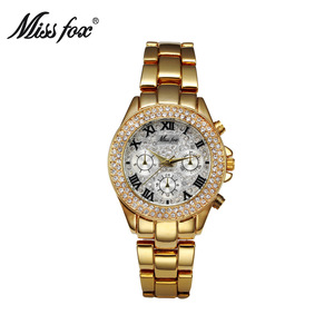 Stones Bling Or Rose Montre-Bracelet Plaqué Or 18K Montres Femmes Chiffres Romains - Product Image 2