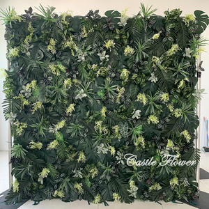 ฉากหลังงานแต่งงานรูปใบเต่าขนาดใหญ่แบบม้วน 3 มิติ รุ่น W-B028 ตกแต่งด้วยดอกไม้และใบไม้สีเขียว - Product Image 1