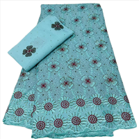 Dentelle suisse de haute qualité NI.AI, tissu en coton brodé de fleurs colorées avec pierres, style nigérian pour vêtements féminins