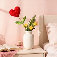 Buket Bunga Hati Rajutan Tangan Dekorasi Meja Rajutan Hadiah Romantis Hari Valentine untuk Pacar Hadiah Ulang Tahun Hadiah Ulang Tahun Pernikahan