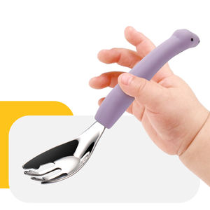 طقم شوكة وملعقة للأطفال من الفولاذ المقاوم للصدأ 304 بتصميم ديناصور كرتوني إبداعي مع شعار مخصص - Product Image 3