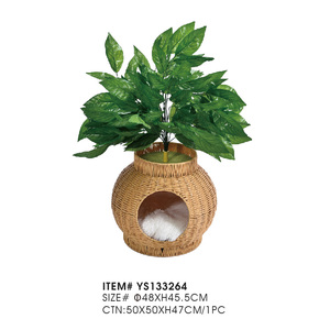 Arbre à chat avec feuilles Fabricant de meubles décoratifs pour la maison Plantes artificielles en toute sécurité Tissage en rotin fait à la main <span class=keywords><strong>Cave</strong></span> à chat Maison - Product Image 4