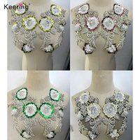 WDPE-101 Applique de luxe faite à la main avec sequins et strass en forme de fleur pour costume, robe de mariée et robe de soirée