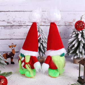 Ganglian <span class=keywords><strong>Grinch</strong></span> sin rostro de pie Moda <span class=keywords><strong>Verde</strong></span> Furgie enano elfo adorno de muñeca de Navidad - Product Image 3