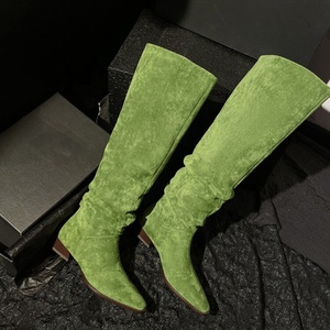 Cow Girl Styles Suede <b>Long</b> Boots Cowgirls Loose on Candy Colors Knee High Booties Women Western Flat Shoes - Product Image 5