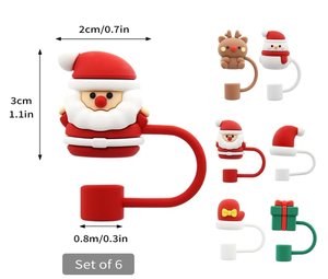 8mm 10mm Creative Glass <b>Reusable</b> Proof Dust Plug Cartoon Cover Cap Custom Silicone Christmas <b>Straw</b> Cover Topper Charms - Product Image 1