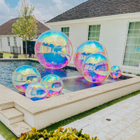 Grandes boules brillantes sphères irisées réfléchissantes Gigant Ballons brillants Transparent Led gonflable moyen miroir boule bulles