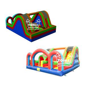 Tobogán inflable de carrera de obstáculos comercial de doble carril a la venta - Product Image 1