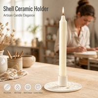 Porte-bougie en céramique doré YBH, support de bougie en forme de coquille Saint-Jacques, décoration minimaliste Wabi Sabi pour la maison, centre de table personnalisé