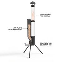 Poêle à granulés de qualité supérieure en acier au carbone sans fumée pour terrasse, poêle fusée pour rassemblements en extérieur avec tube en verre