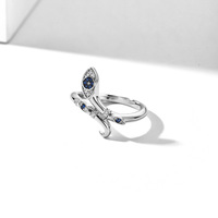 Bague Serpent Plaqué Or Zodiaque Femme en Argent Sterling 925 Réglable Longue Ouverte avec Zircon Cubique et Émeraude Bijoux