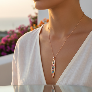 Minimaliste coloré mélange pierre Unique Design collier à breloques turc fait à la main en gros femme pendentif 925 bijoux en argent Sterling - Product Image 3