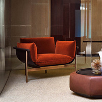Chaise de loisirs moderne avec accoudoirs et pieds amovibles en métal en tissu-Mobilier de bureau et de salon à domicile