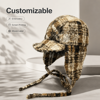 Gorro de Invierno Tipo Ushanka con Orejeras de Felpa Rizada y Visera, Personalizable con Logotipo, Proveedor de Gorros