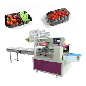 Automatic vegetable storage vegetable tanned leather fresh vegetable fruit packing machine with tray