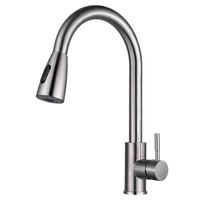 Robinet de cuisine moderne à trois voies en acier inoxydable, robinet de lavabo chaud froid à un bouton, certifié Cupc
