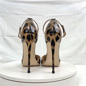 12CM Height Leopard Print High-heeled Sandals Straight Buckle Thin Heel <b>Pointed</b> Toe Fashionable Sexy Luxury Pumps for Women - Product Image 6